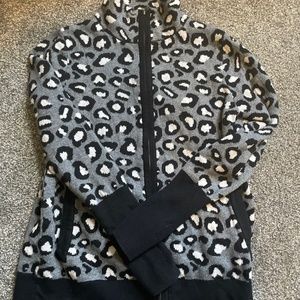 Rachel Zoe animal print zip up sweater